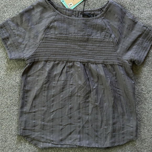 Prana Tops - PrAna Blouse Womens XS Gray Pinoit Top Woven Dobby Organic Cotton Short Sleeve